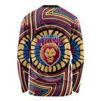 Brisbane Lions Long Sleeve Shirt Indigenous Monochrome Dot Art Mascot Style
