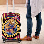 Brisbane Lions Luggage Cover Indigenous Monochrome Dot Art Mascot Style