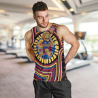 Brisbane Lions Men Tank Top Indigenous Monochrome Dot Art Mascot Style