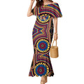 Brisbane Lions Mermaid Dress Indigenous Monochrome Dot Art Mascot Style