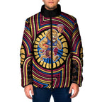 Brisbane Lions Padded Jacket Indigenous Monochrome Dot Art Mascot Style