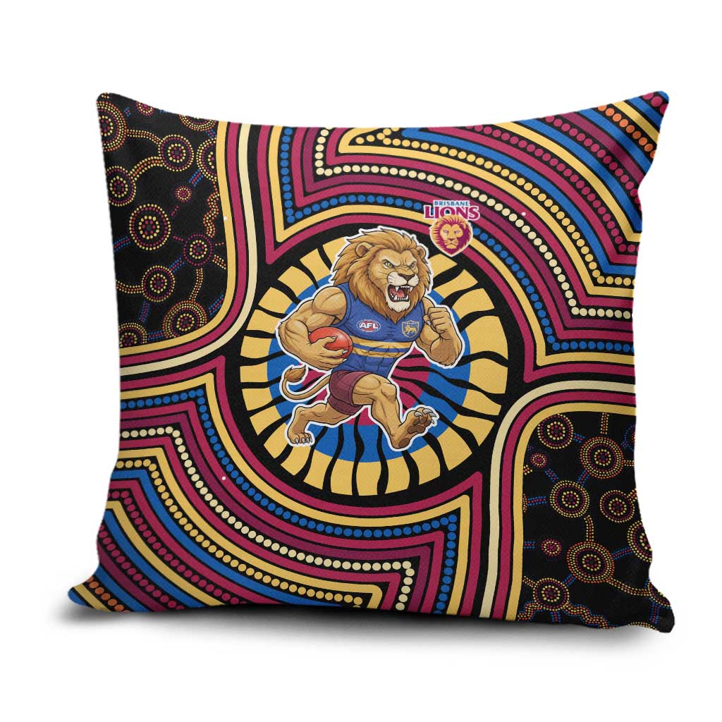 Brisbane Lions Pillow Cover Indigenous Monochrome Dot Art Mascot Style