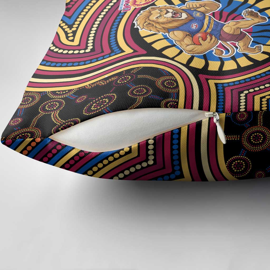 Brisbane Lions Pillow Cover Indigenous Monochrome Dot Art Mascot Style