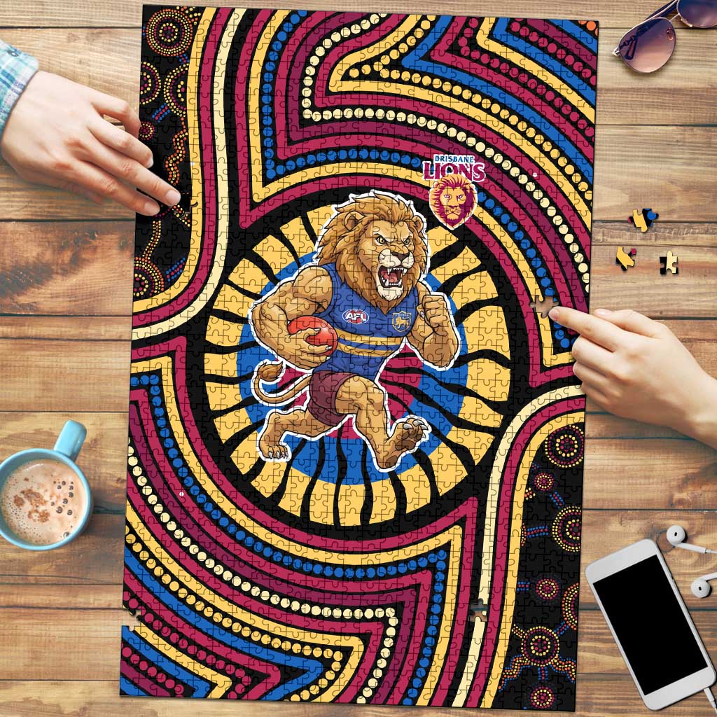 Brisbane Lions Puzzle Indigenous Monochrome Dot Art Mascot Style