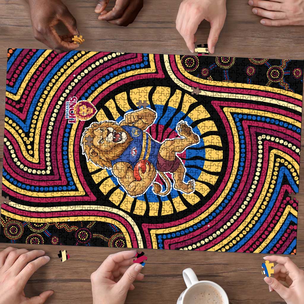 Brisbane Lions Puzzle Indigenous Monochrome Dot Art Mascot Style