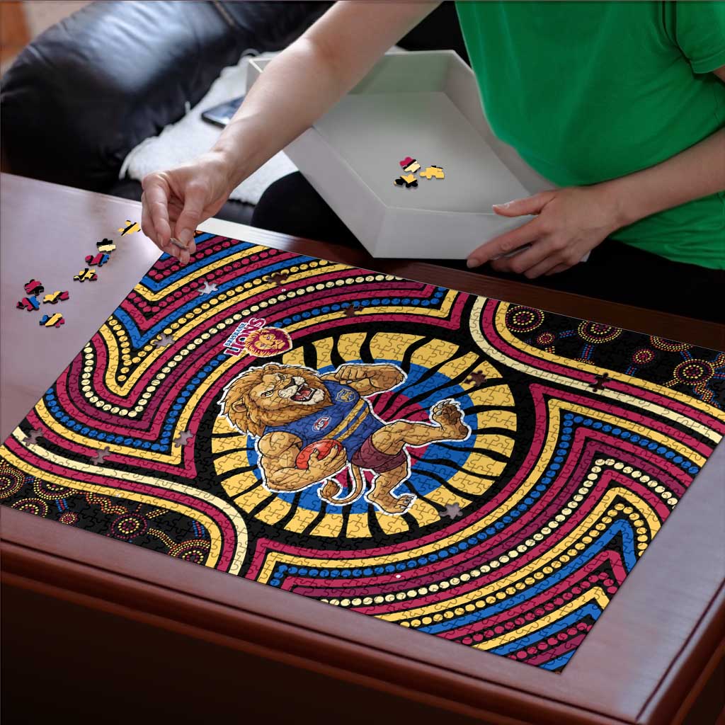 Brisbane Lions Puzzle Indigenous Monochrome Dot Art Mascot Style