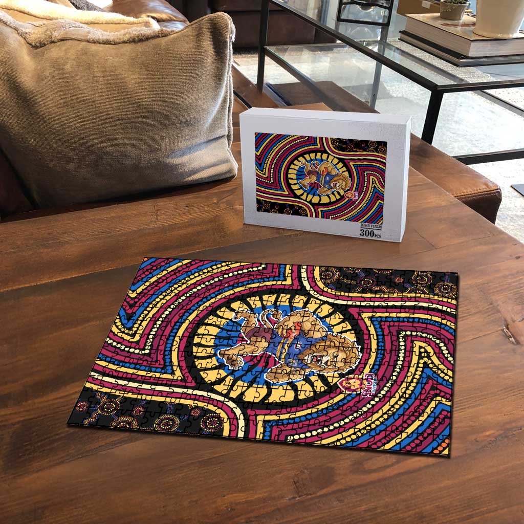 Brisbane Lions Puzzle Indigenous Monochrome Dot Art Mascot Style