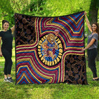 Brisbane Lions Quilt Indigenous Monochrome Dot Art Mascot Style