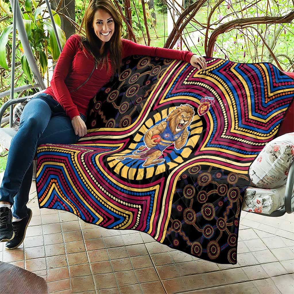 Brisbane Lions Quilt Indigenous Monochrome Dot Art Mascot Style