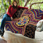 Brisbane Lions Quilt Indigenous Monochrome Dot Art Mascot Style