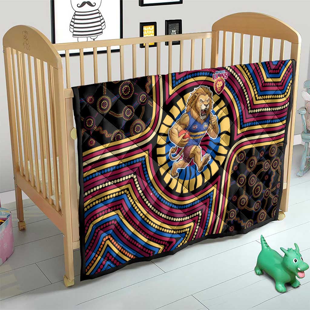 Brisbane Lions Quilt Indigenous Monochrome Dot Art Mascot Style