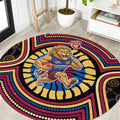 Brisbane Lions Round Carpet Indigenous Monochrome Dot Art Mascot Style