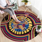 Brisbane Lions Round Carpet Indigenous Monochrome Dot Art Mascot Style