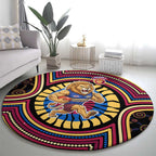 Brisbane Lions Round Carpet Indigenous Monochrome Dot Art Mascot Style