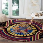 Brisbane Lions Round Carpet Indigenous Monochrome Dot Art Mascot Style
