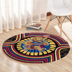 Brisbane Lions Round Carpet Indigenous Monochrome Dot Art Mascot Style