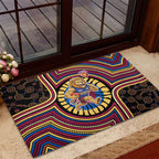 Brisbane Lions Rubber Doormat Indigenous Monochrome Dot Art Mascot Style