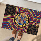 Brisbane Lions Rubber Doormat Indigenous Monochrome Dot Art Mascot Style