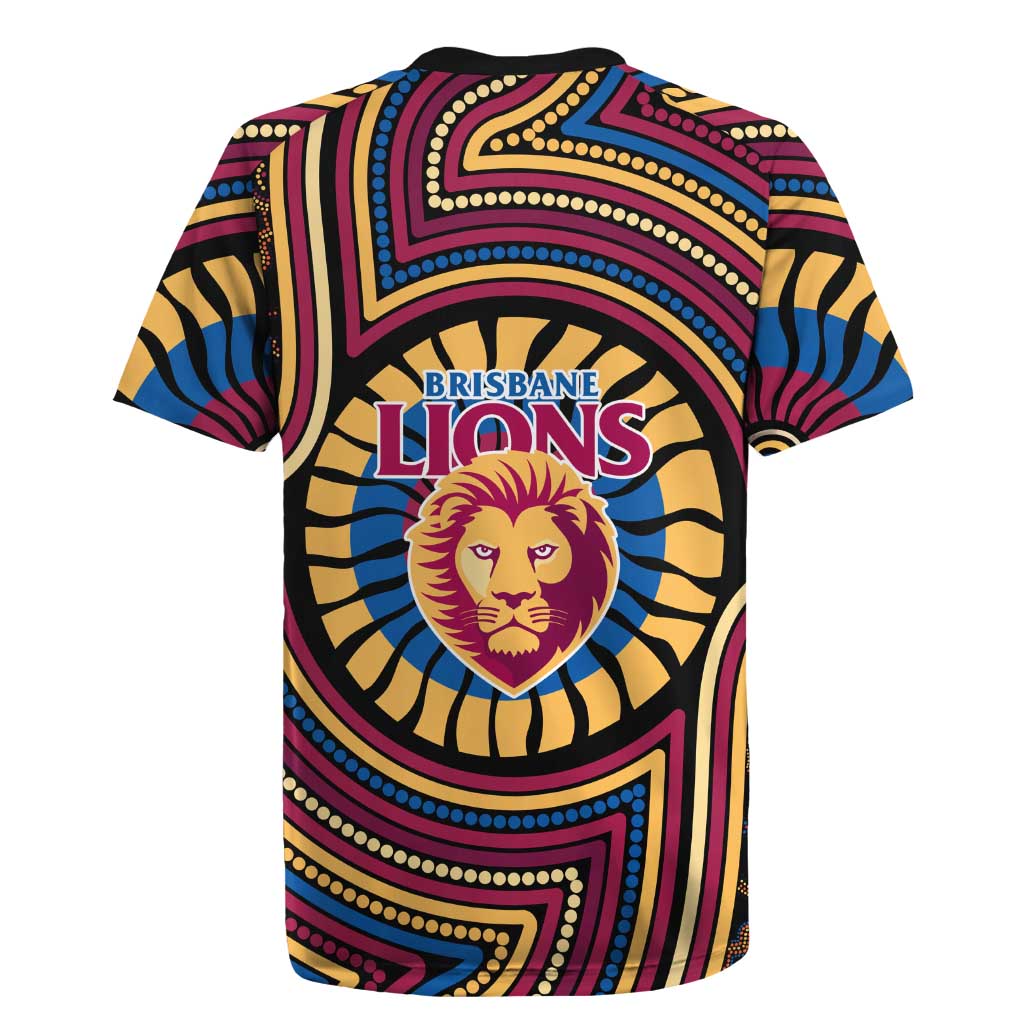 Brisbane Lions Rugby Jersey Indigenous Monochrome Dot Art Mascot Style