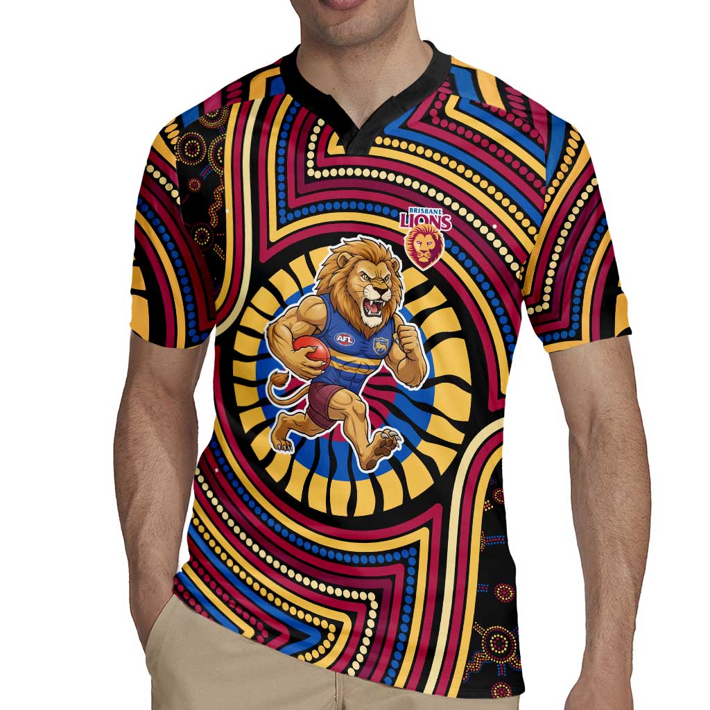 Brisbane Lions Rugby Jersey Indigenous Monochrome Dot Art Mascot Style