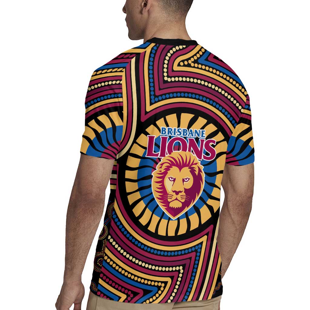 Brisbane Lions Rugby Jersey Indigenous Monochrome Dot Art Mascot Style