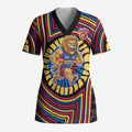 Brisbane Lions Scrub Top Indigenous Monochrome Dot Art Mascot Style