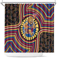 Brisbane Lions Shower Curtain Indigenous Monochrome Dot Art Mascot Style