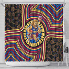 Brisbane Lions Shower Curtain Indigenous Monochrome Dot Art Mascot Style