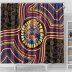 Brisbane Lions Shower Curtain Indigenous Monochrome Dot Art Mascot Style
