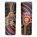 Brisbane Lions Skinny Tumbler Indigenous Monochrome Dot Art Mascot Style