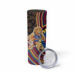 Brisbane Lions Skinny Tumbler Indigenous Monochrome Dot Art Mascot Style