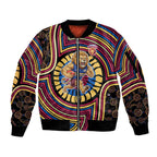 Brisbane Lions Sleeve Zip Bomber Jacket Indigenous Monochrome Dot Art Mascot Style