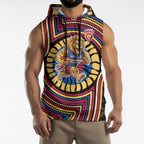 Brisbane Lions Sleeveless Hoodie Indigenous Monochrome Dot Art Mascot Style