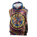Brisbane Lions Sleeveless Zip Hoodie Indigenous Monochrome Dot Art Mascot Style