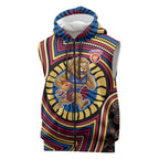 Brisbane Lions Sleeveless Zip Hoodie Indigenous Monochrome Dot Art Mascot Style