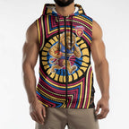 Brisbane Lions Sleeveless Zip Hoodie Indigenous Monochrome Dot Art Mascot Style