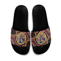 Brisbane Lions Slide Sandals Indigenous Monochrome Dot Art Mascot Style