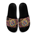 Brisbane Lions Slide Sandals Indigenous Monochrome Dot Art Mascot Style