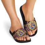 Brisbane Lions Slide Sandals Indigenous Monochrome Dot Art Mascot Style
