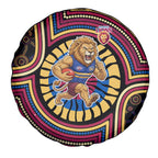 Brisbane Lions Spare Tire Cover Indigenous Monochrome Dot Art Mascot Style