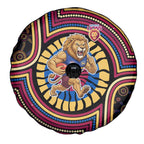 Brisbane Lions Spare Tire Cover Indigenous Monochrome Dot Art Mascot Style