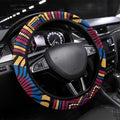 Brisbane Lions Steering Wheel Cover Indigenous Monochrome Dot Art Mascot Style