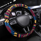 Brisbane Lions Steering Wheel Cover Indigenous Monochrome Dot Art Mascot Style