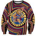 Brisbane Lions Sweatshirt Indigenous Monochrome Dot Art Mascot Style