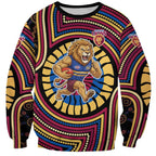 Brisbane Lions Sweatshirt Indigenous Monochrome Dot Art Mascot Style