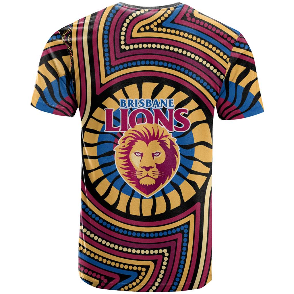 Brisbane Lions T Shirt Indigenous Monochrome Dot Art Mascot Style