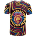 Brisbane Lions T Shirt Indigenous Monochrome Dot Art Mascot Style