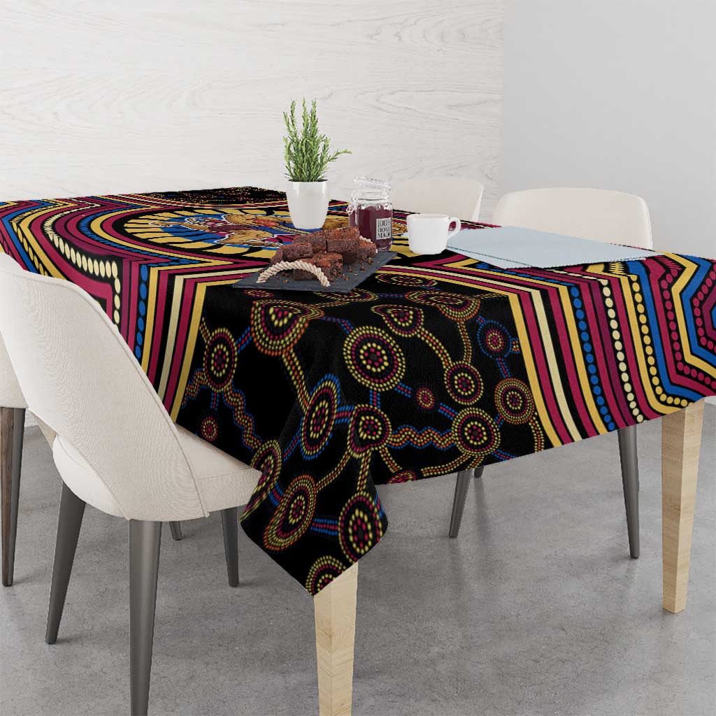 Brisbane Lions Tablecloth Indigenous Monochrome Dot Art Mascot Style
