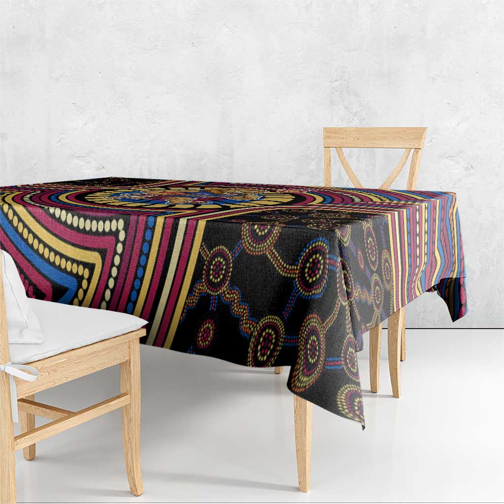 Brisbane Lions Tablecloth Indigenous Monochrome Dot Art Mascot Style