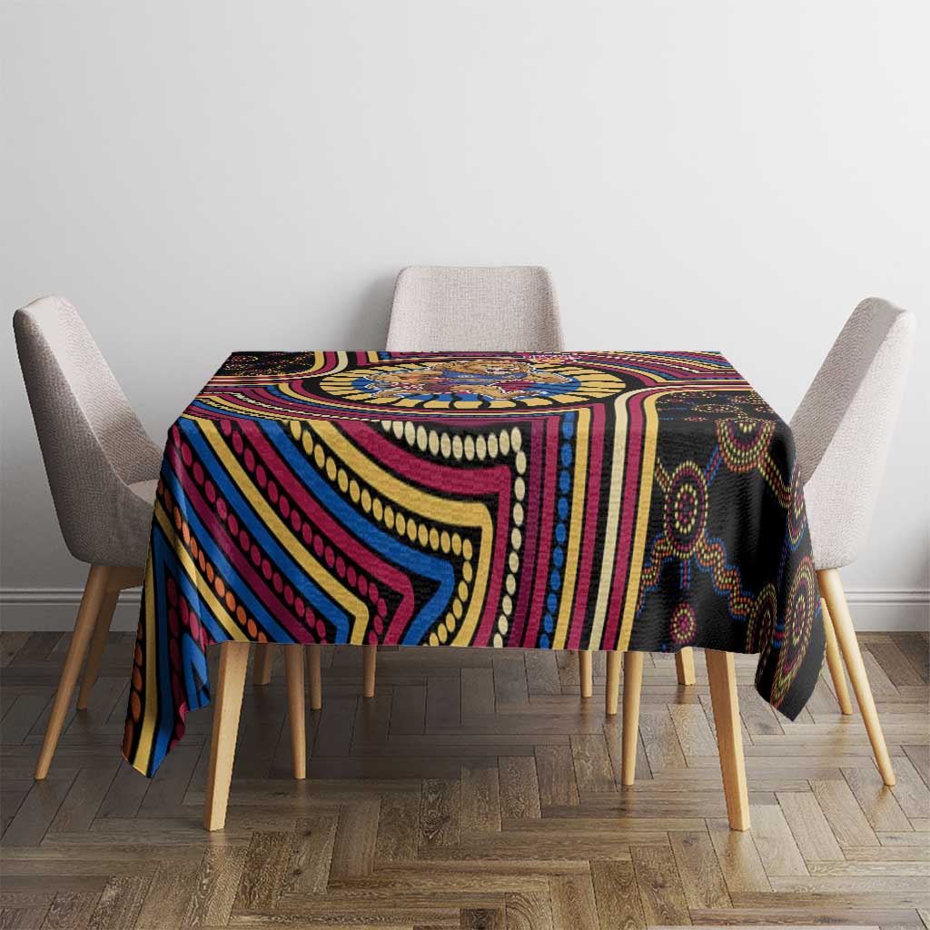 Brisbane Lions Tablecloth Indigenous Monochrome Dot Art Mascot Style